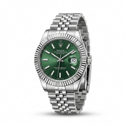 Rolex Datejust Paslanmaz Polad Lüks Kişi Saatı - Yaşıl Siferblat
