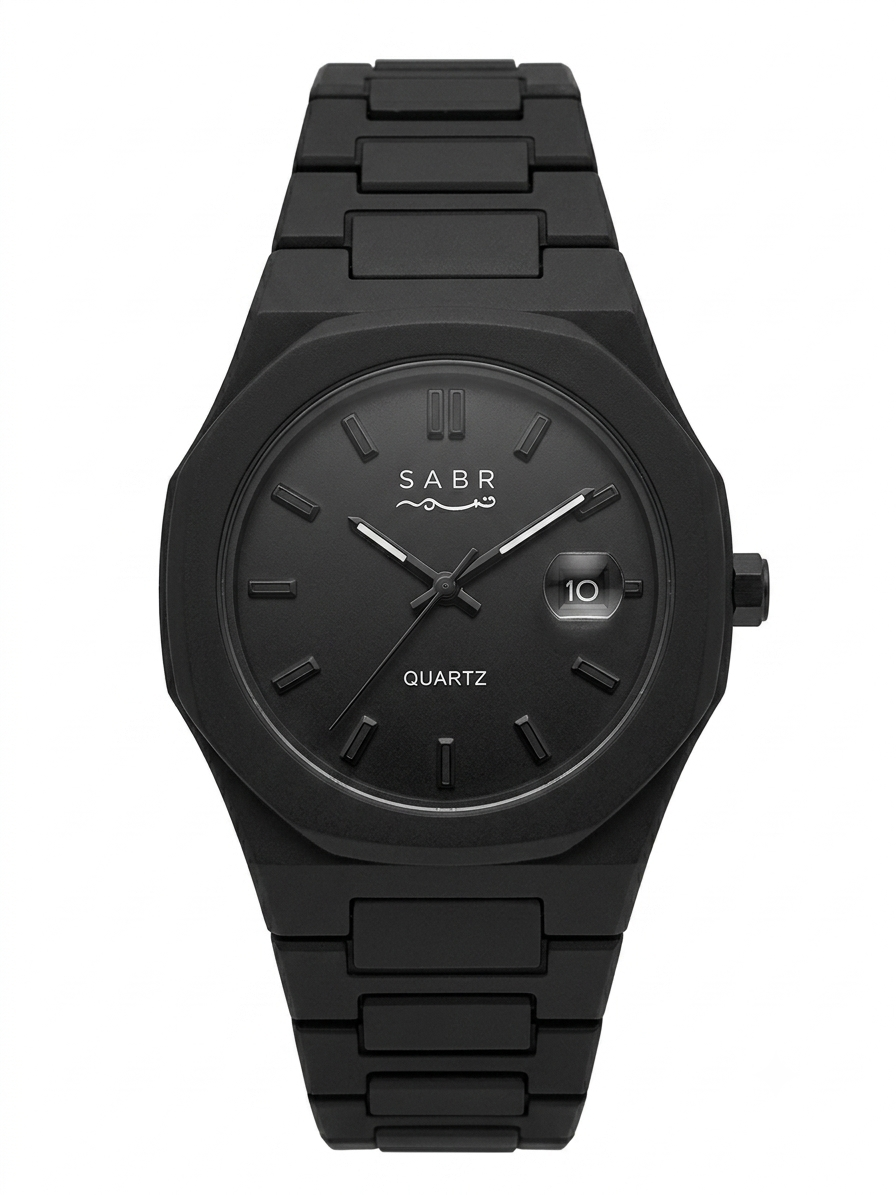 SABR Matte Black PVC Qol Saatı – Tam Mat Qara Minimalist Kişi Saatı