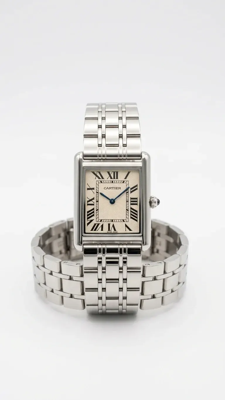 Cartier Tank Style Silver Dial – Premium A-Class Qol Saatı