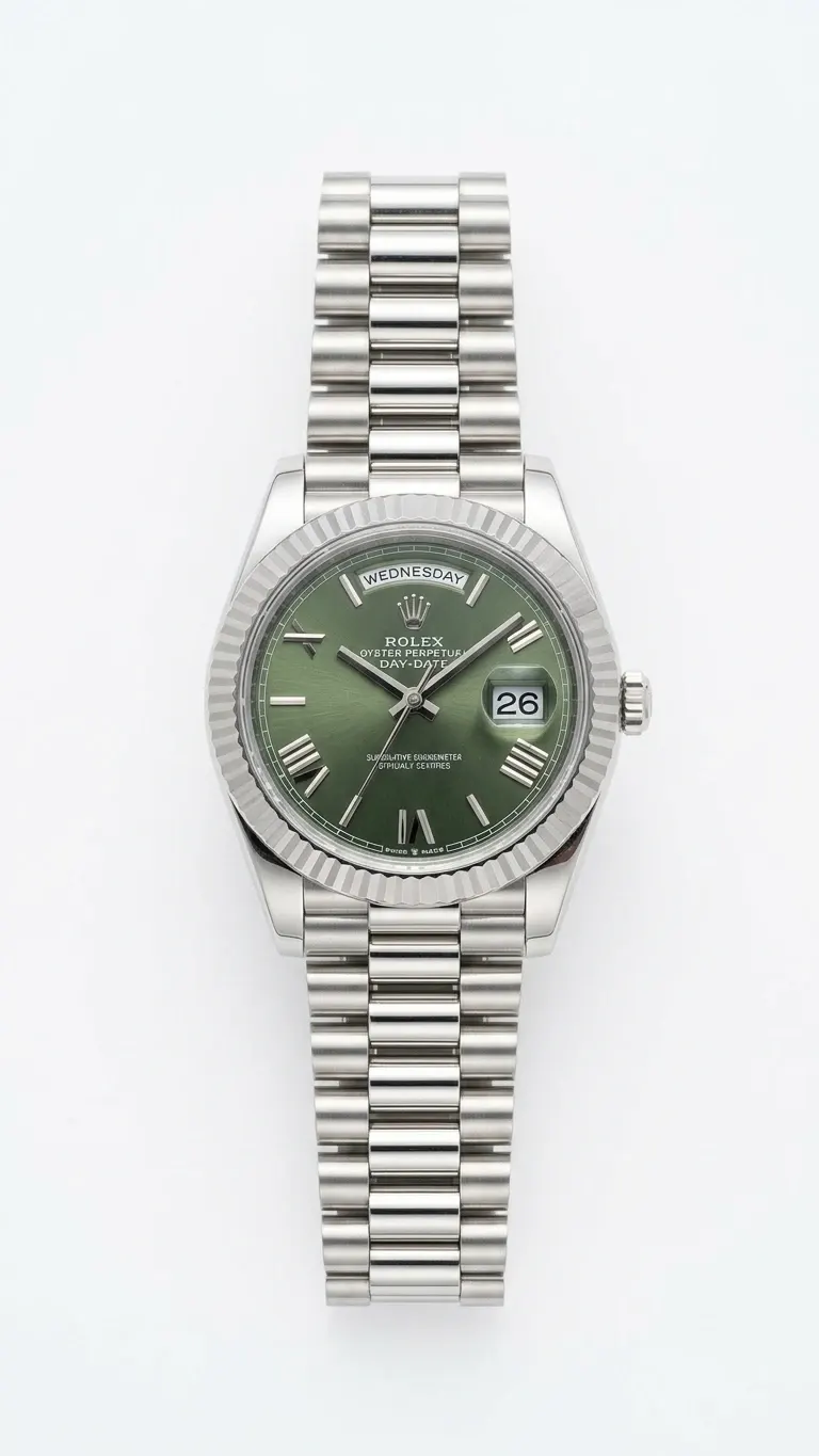 Rolex Day-Date Olive Green Dial – Premium A-Class Kişi Qol Saatı — şəkil 2