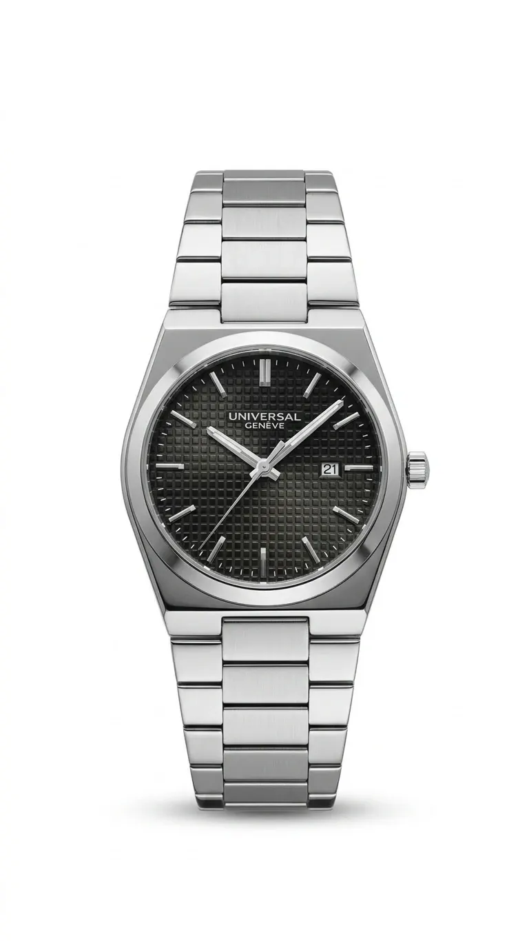 Universal Genève PRX Style Grey Waffle Dial – Premium Kişi Qol Saatı