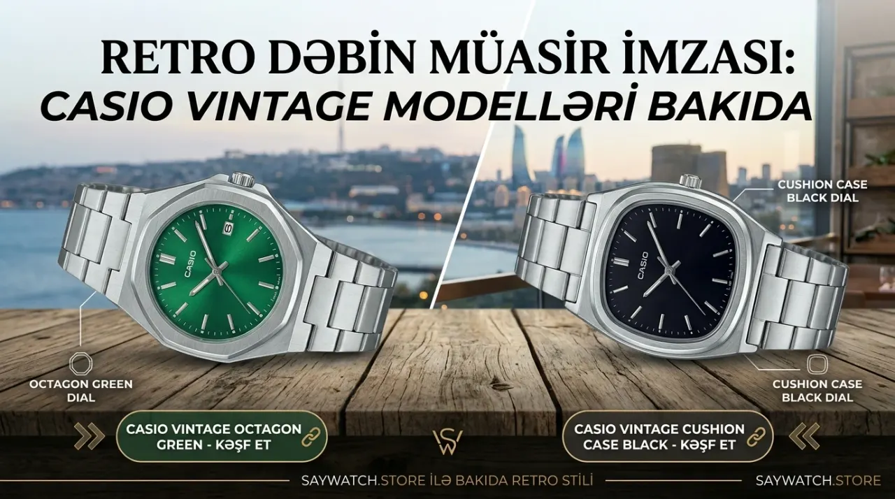 Retro dəbin müasir imzası: Casio Vintage Octagon Green və Cushion Case Black Dial