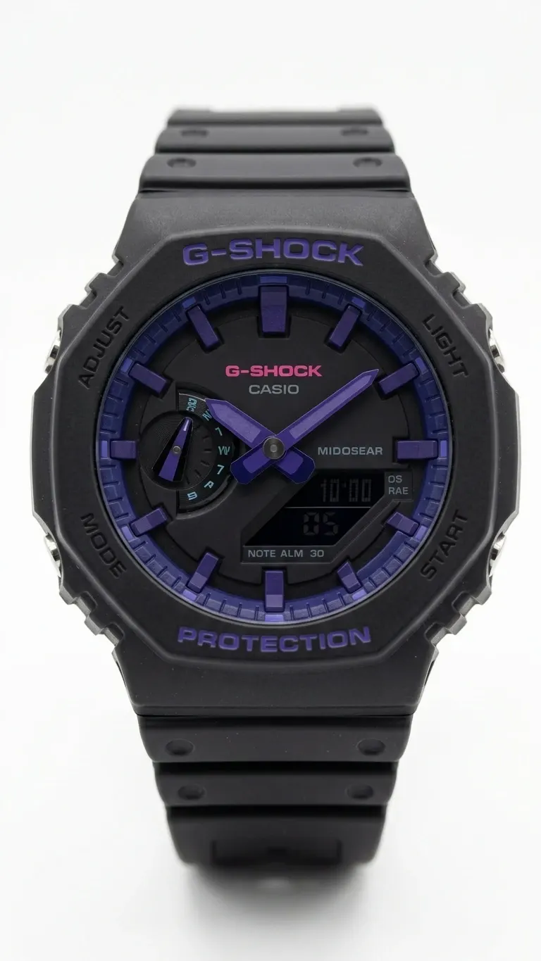 Casio G-Shock GA-2100VB-1A Virtual World Series – Qara və Bənövşəyi Kişi Qol Saatı — şəkil 2