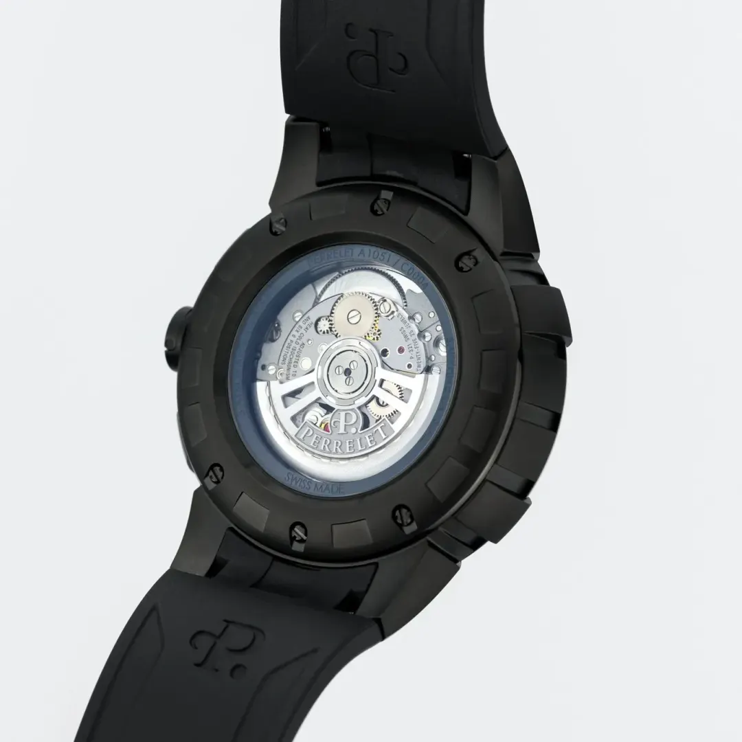 Perrelet Turbine Black Automatic Qara Silikon Kəmər Kişi Saatı — şəkil 2