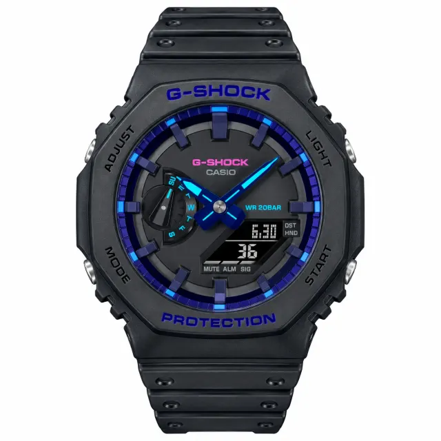 Casio G-Shock GA-2100VB-1A Virtual World Series – Qara və Bənövşəyi Kişi Qol Saatı