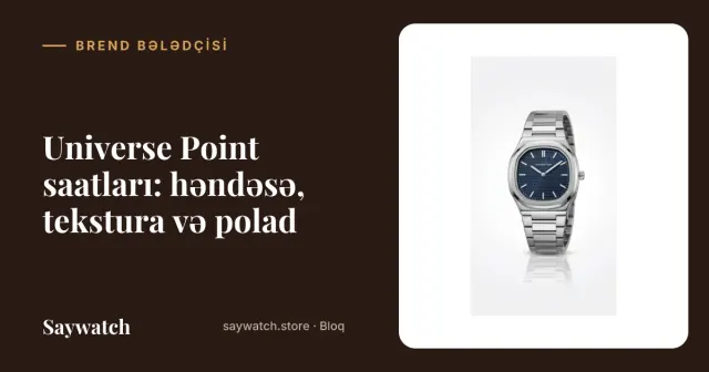 Universe Point saatları – göy və boz teksturalı siferblatlı polad qolbaqlı kişi qol saatları